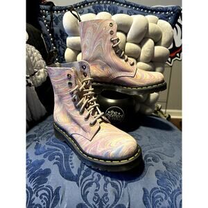 Dr Martens Pink White Swirl Suede Boots Size 5/EU 36 NWOT